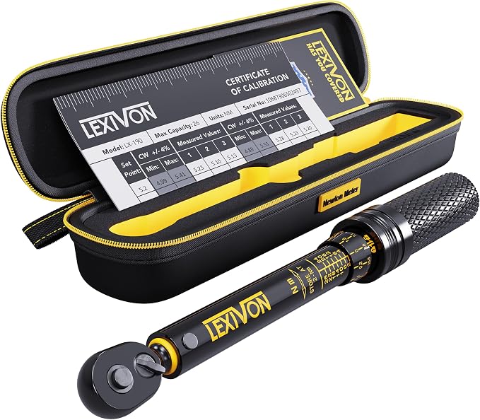 LEXIVON Bike Torque Wrench 1/4-Inch Drive, Newton Meter | 72-Tooth Gear, Dual-Direction Click Type, 2-26 Nm (17.7-230.1 in-lb) | Portable for Road & Mountain Bicycles (LX-190)