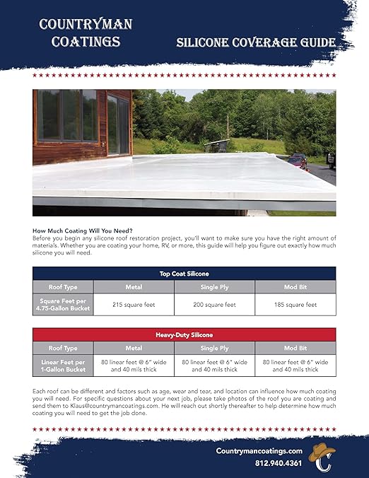 Countryman Coatings - 100% Silicone Roof Coating Restore Your Roof in a Day Seal Leaks, Cracks, Seams, Penetrations Adheres to All Surfaces (1 Quart, White) (Pack of 2)