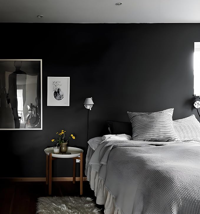 118"x17.7" Black Peel and Stick Wallpaper Black Contact Paper Decorative Self Adhesive Waterproof Removable Wallpaper Contact Paper for Wall Covering Countertop Vinyl Roll