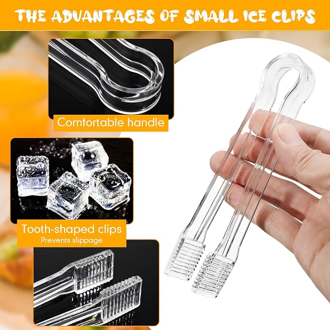 Nuogo 48 Pcs Plastic Buffet Serving Tongs 6.3 Inch One-off Clear Kitchen Tongs Mini Serving Utensils for Food Ice Salad Buffet Barbecue Cookies Tea Coffee Appetizers Party Supplies