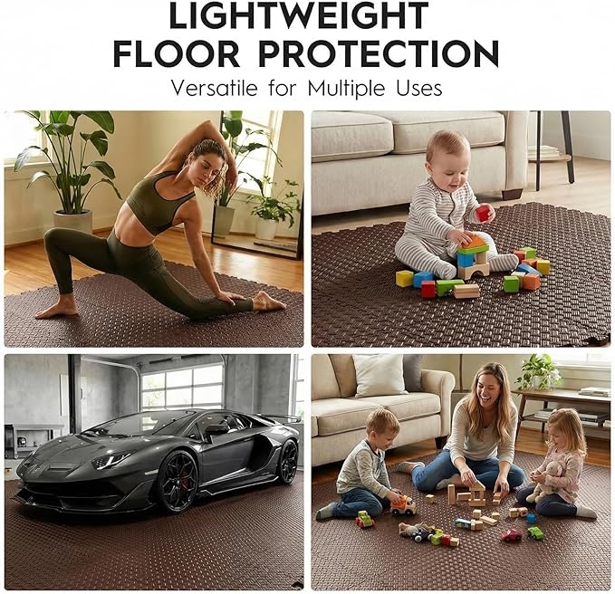 18 Tiles Puzzle Exercise Mat, EVA Interlocking Foam Floor Tiles, Non-Slip, Protective, Water-Resistant Flooring for Home Gym & Workout Equipment, 12.6" x 12.6" x 0.4", 18 Sq Ft