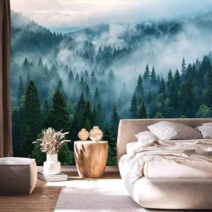 YQWDMX - Misty Forest Wallpaper self-Adhesive wall murals for Bedroom ZY19 L