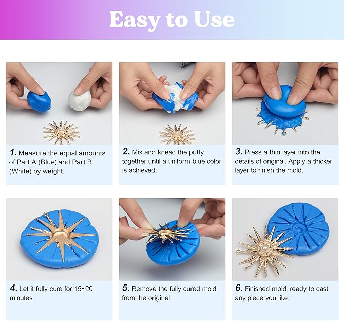 LET'S RESIN Silicone Putty, 1LB/40A Mold Making Kit, Non-Toxic, Strong & Flexible, Easy 1:1 Mixing Ratio for Reusable Silicone Molds, Resin, Soap