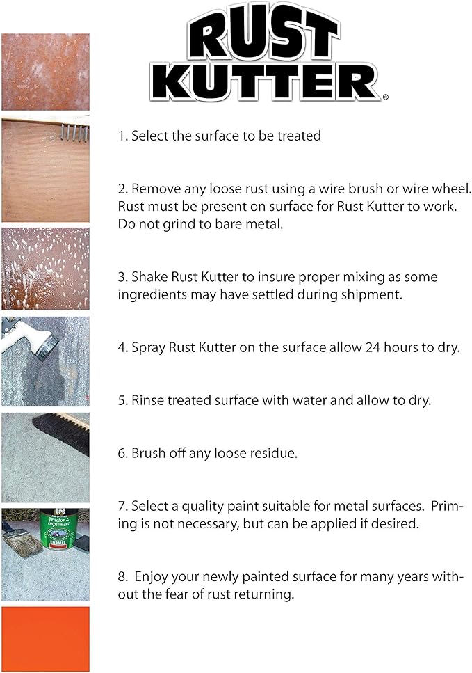 Rust Kutter- Gallon - Stops Rust and Converts Rust Spots to Leave a Primed Surface Ready to Paint, Professional Rust Repair Manufactured in USA