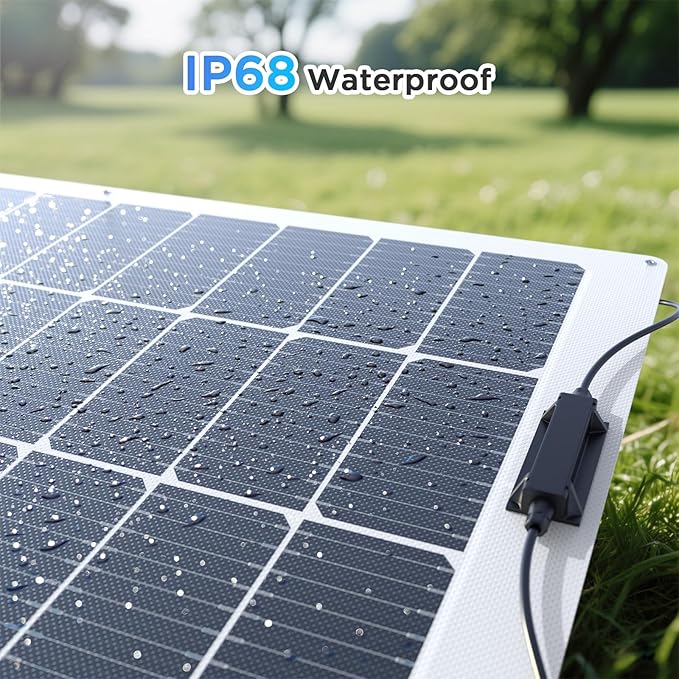 400W Flexible Solar Panel Set (4x100W), Cool-Running White Design, Heavy-Duty ETFE Solar Array, Weatherproof Power Solution for Catamaran, Large RV, and Shed