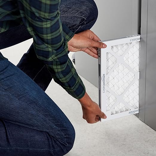 Amazon Basics MERV 8 AC Furnace Air Filter, 12x12x1 inches, 6-Pack, Dust, Pet & Allergy Control, Electrostatic (Actual Size: 11.75" x 11.75" x 0.75")