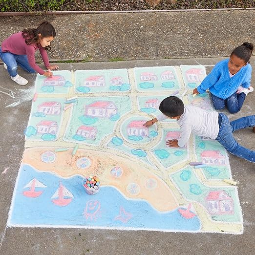 Colorations Jumbo Washable Sidewalk Chalk Set - 20 Pieces, 8 Assorted Colors, 4” x 1” Each, Non-Toxic, Outdoor Play for Kids, Ages 4+