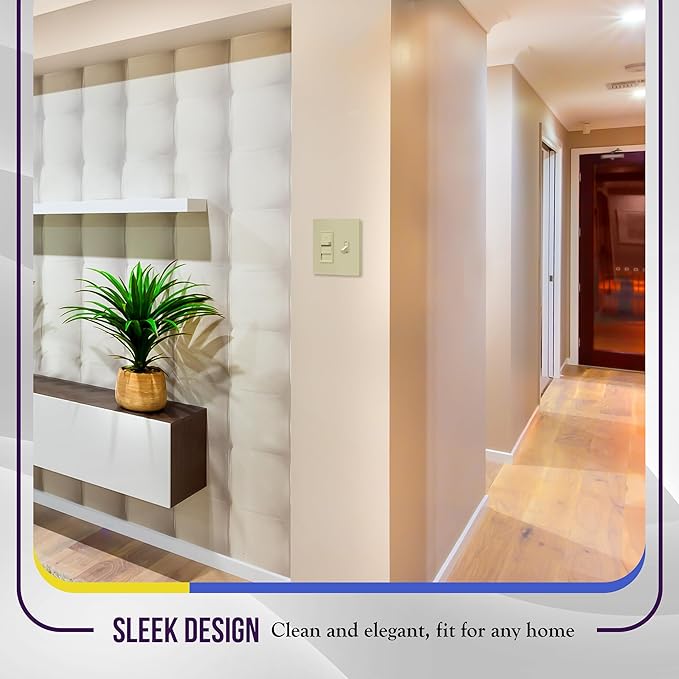 ENERLITES Combination Toggle Light Switch/Decorator Light Switch Plate, Double Switch Wall Plate, Standard Size 2-Gang 4.68" x 4.73", Polycarbonate Thermoplastic, Gloss Finish, SI881131-I, Ivory