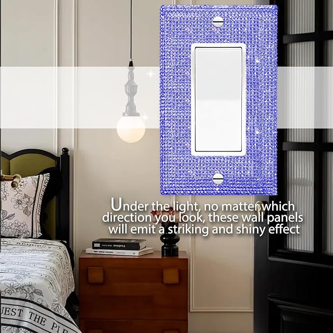 Shiny Purple Rhinestones Switch Plates And Outlet Covers Light Switch Cover Decorative Wall Plate Light Switch Cover Plate Rhinestone Bling Outlet Cover, Standard Size