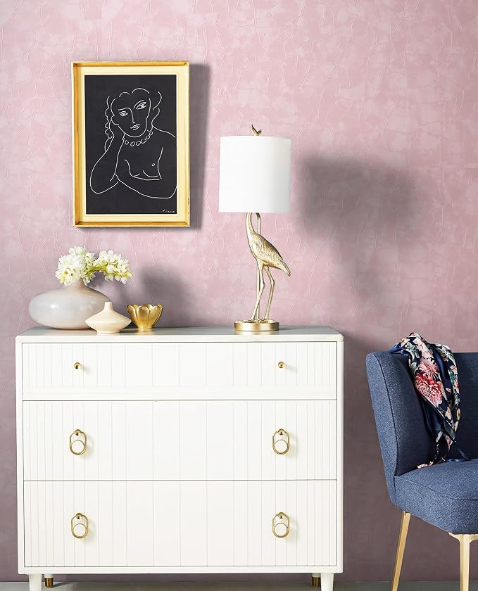 Yasinet 196.8×17.3" Pink Peel and Stick Wallpaper,Ultra-Strong Adhesion Wall Paper Pink Peel and Stick Modern Removable Waterproofing Wallpaper for Bathroom Cupboard Bedroom Apartment Decorate