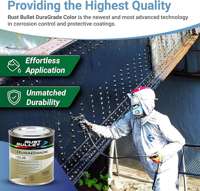 RUST BULLET DuraGrade Color - Green - 1 Gallon - Advanced Technology Corrossion Control, Rust Inhibitor & Protective Coating, Exceptional Adhesion, UV Resistant