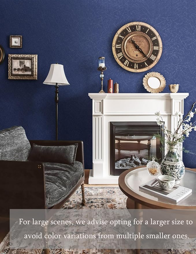 Safiyya Blue Silk Peel and Stick Wallpaper Textured Dark Blue Contact Paper Removable Wallpaper Silk Decorative Self Adhesive Wall Paper Vinyl Rolls 118"x 17.3"