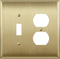 ENERLITES Combination Toggle Switch and Duplex Receptacle Metal Wall Plate, Stainless Steel 201 Outlet Cover, Corrosion-Resistant, Mid-Size 2-Gang 4.88" x 4.92", 771121M-BB, Brushed Brass