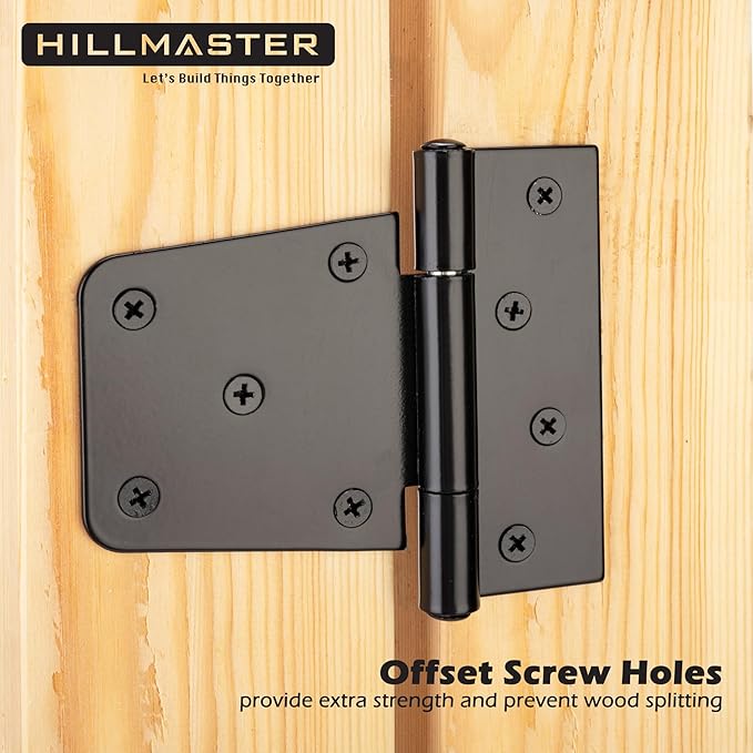 HILLMASTER 3.5 inch Heavy Duty Gate Hinges Fence Door Hinges Durable Gate Strap Hinge for Indoor Outdoor, Gate Hardware Kit for Shed, Wooden Fences, Vinyl Fence Gate, Barn Door, Garage, 4 Pack