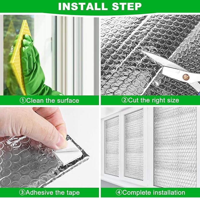 8P Garage Door Insulation Kit Panels 6MM 10x8FT for Single Garage Door, Pre-Cut Bubble Reflective Aluminum Foil Sheet 120 Tape, DIY Install Temperature Control Block Summer Heat & Winter Cold (24x60)