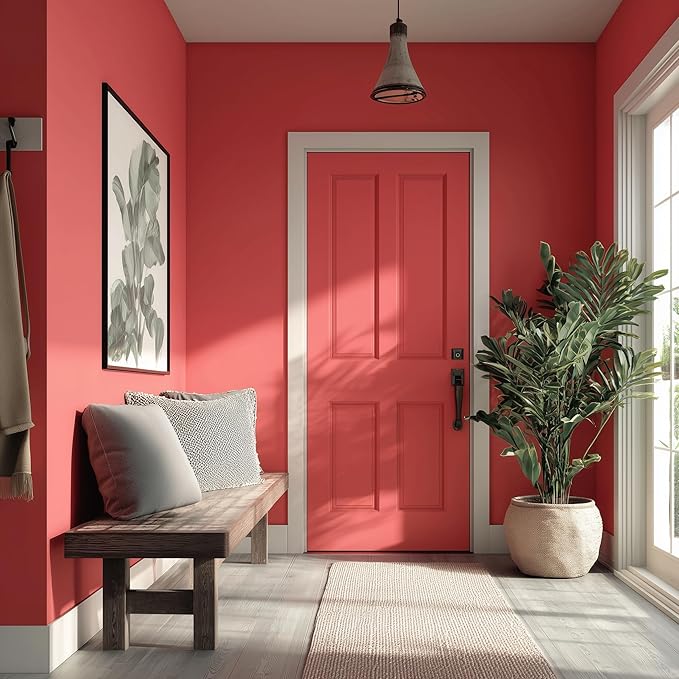 EVOLVE Interior Paint & Primer, Eggshell (Raspberry), 5 Gallon – One-Coat Coverage, Excellent Hide, Low VOC, Low Odor, Washable Paint for Walls, Doors & Trim