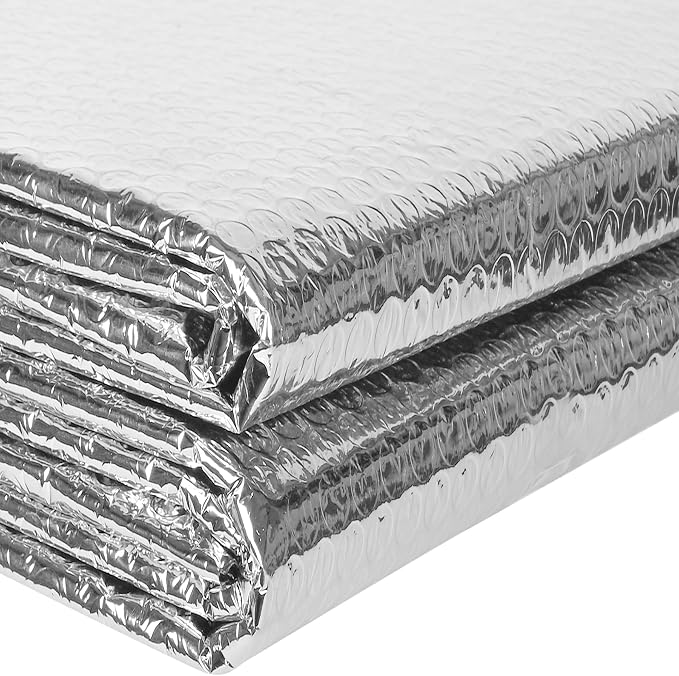 ToLanbbt Reflective Insulation Roll, 23.6IN x 25FT Double Bubble Wrap Insulation Sheet, Reflective Aluminum Foil 2MM Thermal Shield Radiant Barrier with 120 Pcs Adhesive Tapes for Window RV Attic Wall