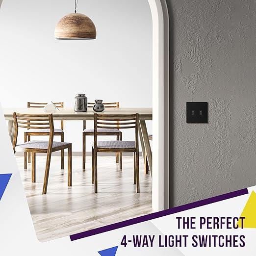 ENERLITES 4-Way Toggle Light Switch, Four Way, Side Wiring, Copper Wire Only, Grounding Screw, Residential Grade, 15A 125VAC 60Hz, UL Listed, 84150-BK-5PCS, Black 5 Pack