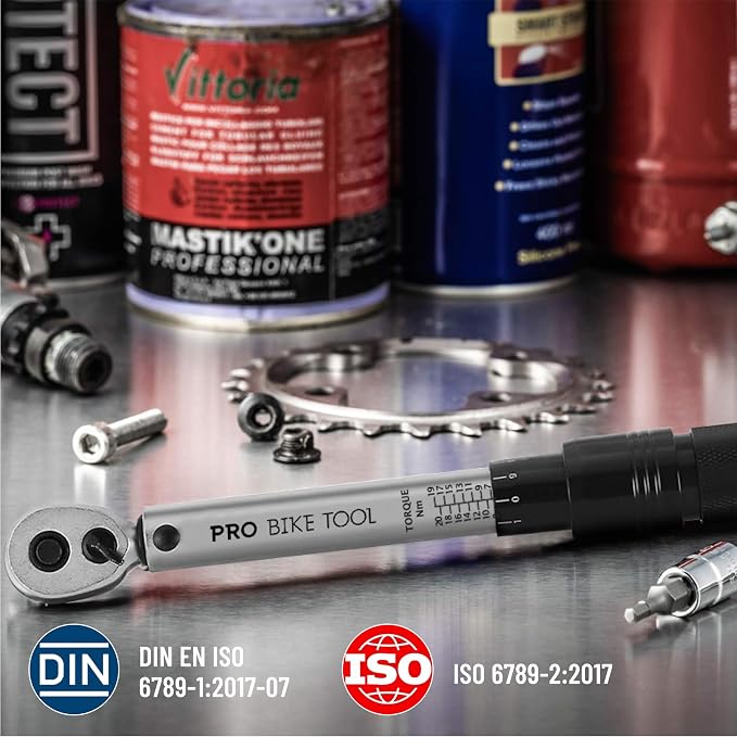 PRO BIKE TOOL 1/4 Inch Drive Click Torque Wrench Set - Precise 2 to 20 Nm Bike Tool Kit for Road and Mountain Bikes - Includes 1/4 Torque Wrench, Allen, Torx Bits, Extension Bar and Storage Box | 20-150 in-lb, Allen & Torx Bits, Extension Bar, Protecti...
