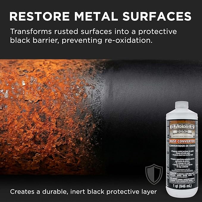 Custom Shop Barrier Bond - Rust Converter & Metal Primer 1-Quart - Rust Inhibitor, Metal Treatment & Protection for Auto, Industrial, Home