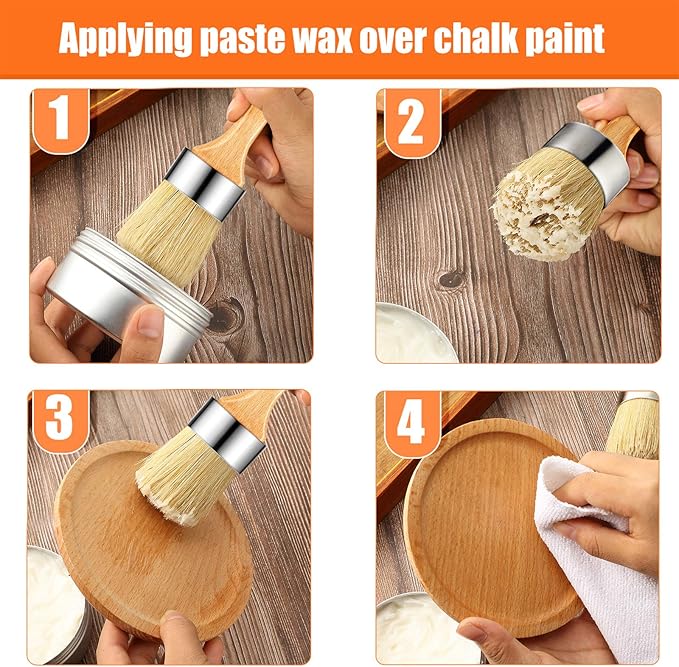 Finishing Wax Furniture Wood Finishing Clear Chalk Paint Waxes Sealing and Painted Brush for Painting Interior Furnitures(3.5 Ounces,White)