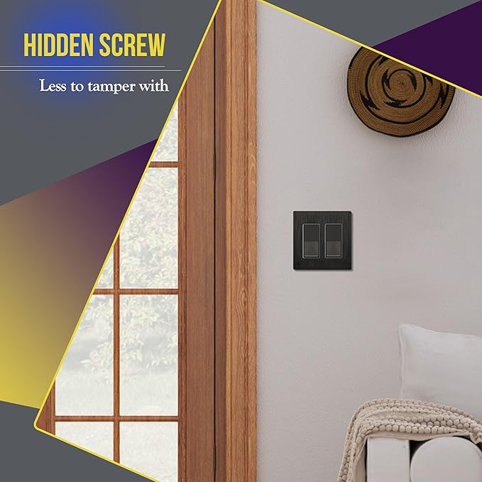 ENERLITES Elite Series Screwless Decorator Wall Plate Child Safe Outlet Cover, Gloss Finish, Size 2-Gang 4.68" H x 4.73" L, Unbreakable Polycarbonate Thermoplastic, SI8832-BDB, Brushed Dark Bronze