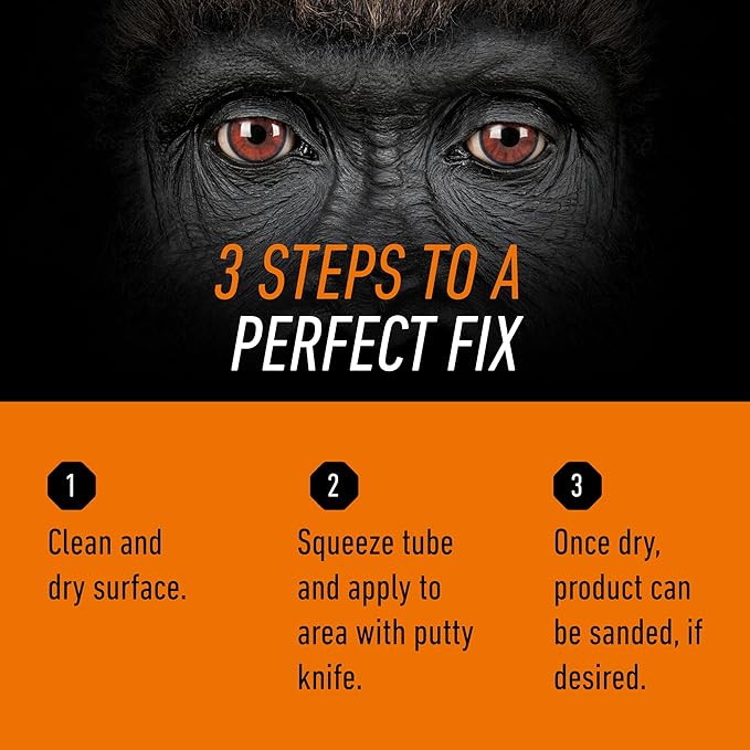 Gorilla All Purpose Wood Filler, Golden Oak Color, 6 Ounce Tube (Pack of 1) - Water Resistant for Indoor or Outdoor Projects and Repairs