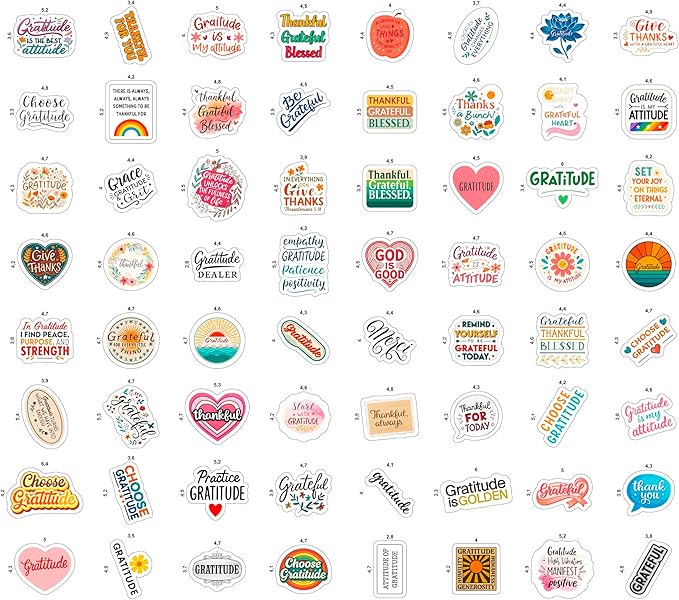 100Pcs Gratitude Stickers for Water Bottle, Thankful Sticker – Gratitude Gifts Bulk, Positive Quotes Decals – Gifts for Women & Men