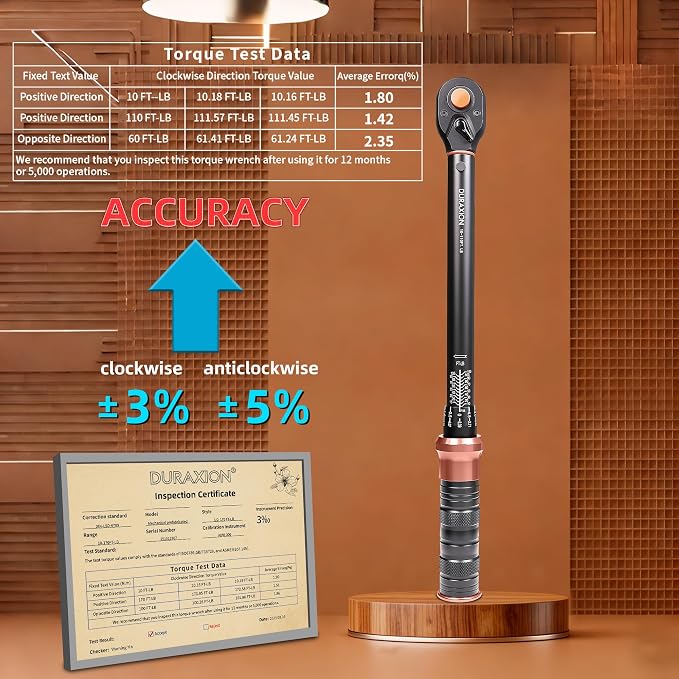 Torque Wrench 3/8-Inch Drive Dual Range Scales 10-110 Ft-Lb/13.56-149.14Nm | ±3% Precision, 72 tooth Dual-direction Torque Wrenches for Bike, Motorcycle and Car Repair