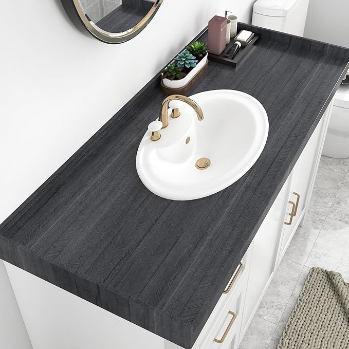 WESTICK Wooden Peel and Stick Countertops Waterproof Wood Contact Paper Self Adhesive Black Wood Peel and Stick Wallpaper Wooden Grian Vinyl Wrap for Tables Counter Top Kitchen Cabinets 15.8" x 78"