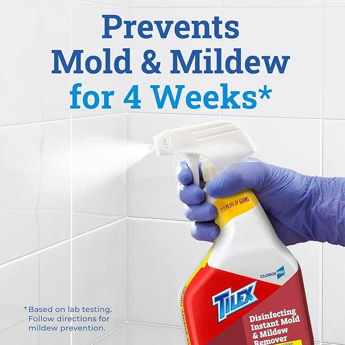 CloroxPro Tilex Disinfecting Instant Mold and Mildew Remover Spray, 32 Fluid Ounces, Pack of 9 (Package May Vary)