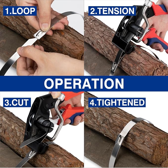 IWISS WCT-319 Stainless Steel Cable Tie Gun for Tensioning, Cutting, Removing Cable Ties up to 3/4'' Width, One Handed Bundling