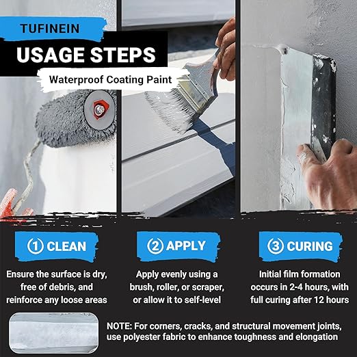Rubber Liquid Waterproof Sealant, TUFINEIN 11 LB/5 KG Neutral Gray Quick Drying Multi Surface Foundation Leak Repair - Roof Gutters Basement Sealer Waterproof - Indoor & Outdoor Flexible Rubber Paint