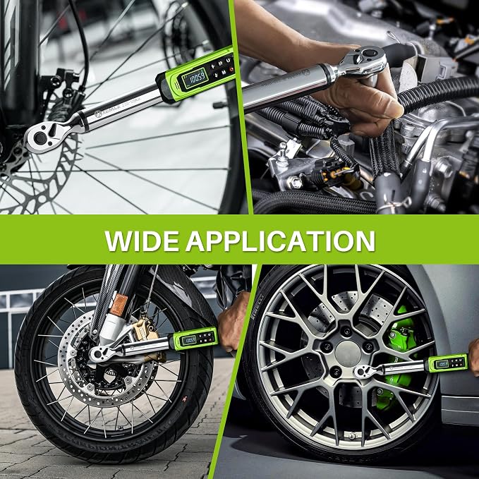 3/8" Digital Torque Wrench-1.5-99.6Ft.Lb for Car Motorcycle Repair | Electronic Torque Wrench 3/8 Drive(2-135N.m),Vibration Buzzer LED Indicator,±2% Accuracy Five Units for Bike Tire Auto Repair