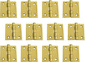 QCAA Square Door Butt Hinge, Heavy Gauge, Swaged, Loose Pin, 2"x2"x2.0mm, Brass Plated, Made in Taiwan, 12 Pack