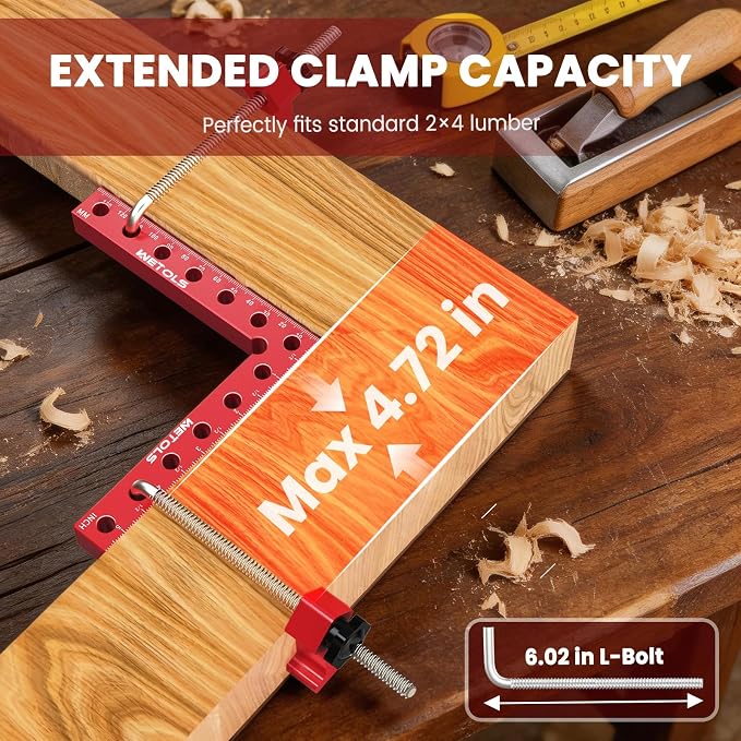 WETOLS 4Pcs 5.5" Corner Clamps for Woodworking, 4.7" Clamping Capacity