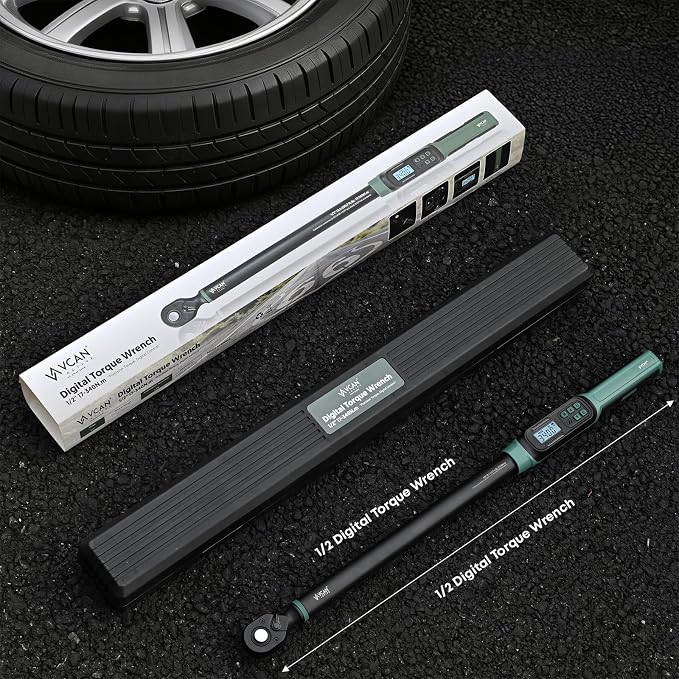 26-inch Heavy Duty 1/2 Torque Wrench Digital (12.5-250.7 Ft-lbs)±2% High accuracy Digital Torque Wrench 1/2 Drive with Buzzer&Colorful LED Indicator for Car &Trucks Tire Repaird&large machinery Repair