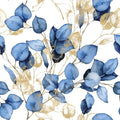 Livelynine Botanical Wallpaper Peel Stick Blue White Contact Paper 17.5x276 | botanical wallpaper navy blue gold and white watercolor eucalyptus leaf self adhesive contact paper decorative 17.5x78.8"