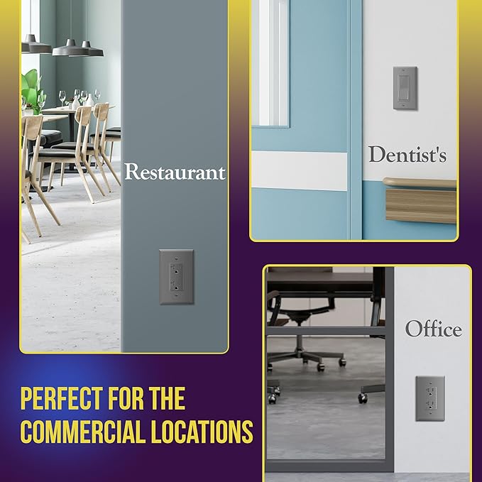ENERLITES Decorator Light Switch or Receptacle Outlet Wall Plate, Gloss Finish, Oversized 1-Gang 5.5" x 3.5", Unbreakable Polycarbonate Thermoplastic, UL Listed, 8831O-GY-10PCS, Gray, 10 pack