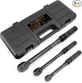 3 Pcs Torque Wrench Set (1/4", 3/8", 1/2" Drive Click Type, ±3%) | 72-tooth dual scale covers 10-220 in-lb & 5-170 ft-lb. Ideal for bike, motorcycle & auto repair