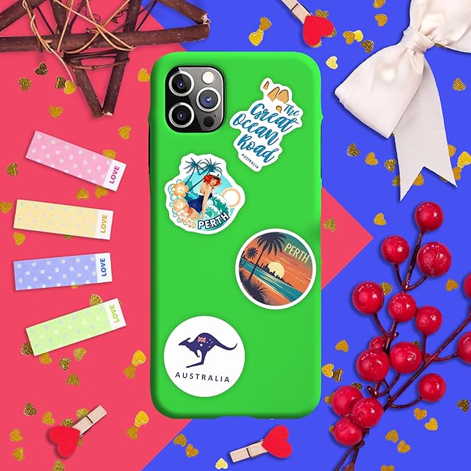 BulbaCraft Australia Stickers for Water Bottle and Laptop - Australia Party Supplies & Decorations, Waterproof Vinyl Decals, Australian Flag and Culture Stickers, Gifts for Women & Men