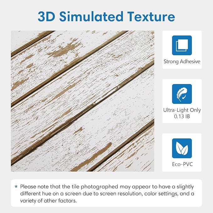 COMSTICKC Peel and Stick Faux Wood Wall Sticker Wall Panels, 10 Pcs of 12" x 12", Ultra-Light Thin PVC 3D Fake Wood Shiplap Self-Adhesive Wall Covering Wallpaper for Interior Farmhouse Decor