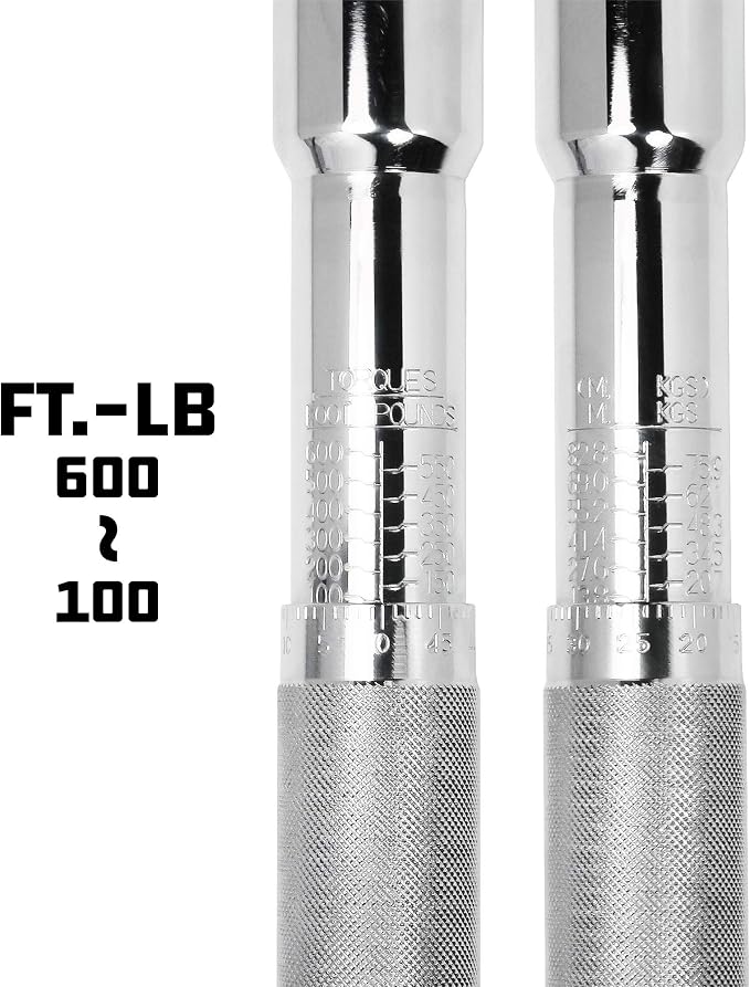 Powerbuilt 3/4-Inch Micrometer Torque Wrench, 100-600 Foot/Pounds, Reversible Ratchet Clicks, Lockable - 641434