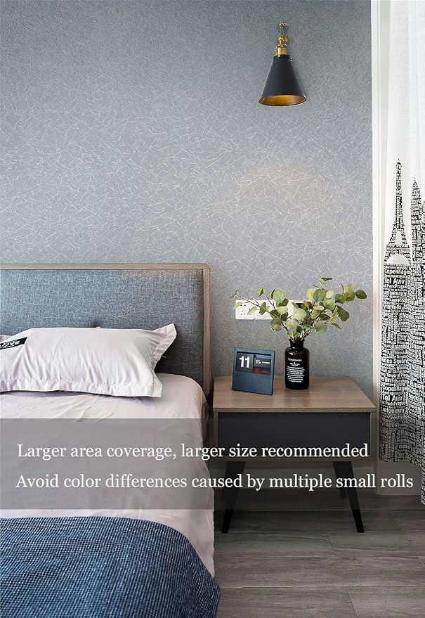 Safiyya 17.3 inch X 393 inch Wallpaper Silver Grey Silk Wallpaper Peel and Stick Textured Wall Paper Silk Removable Solid Color Contact Paper for Walls Vinyl Rolls