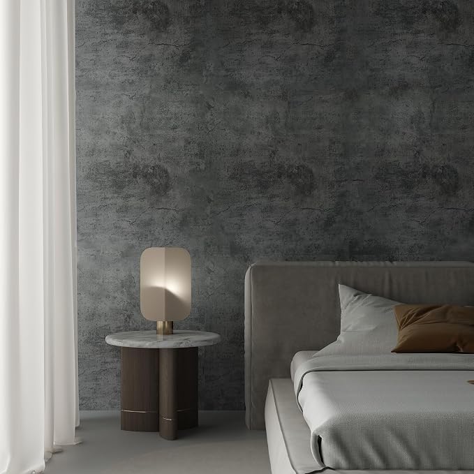 TOTIO Gray Concrete Wallpaper Matte Thick Dark Grey Cement Contact Paper Peel Stick Countertop Paper Removable Waterproof Adhesive Furniture Stickers Industrial Style Vinyl Wall Sticker 24x78 inch