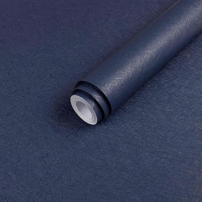 Dark Blue Peel and Stick Wallpaper - Removable Waterproof Self Adhesive Contact Paper - Silk Boys Wall Covering Poster Board - Kitchen Countertop Vinyl Wrap for Bathroom Cabinet 15.7" x 984.2"