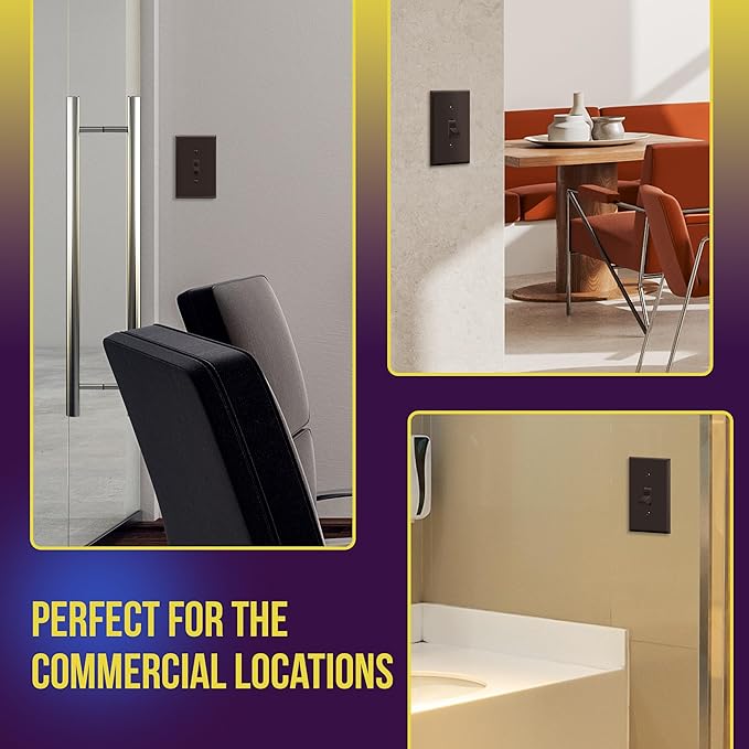 ENERLITES Toggle Light Switch Wall Plate, Gloss Finish, Midway Size 1-Gang 4.88" x 3.11", Unbreakable Polycarbonate Thermoplastic, UL Listed, 8811M-BR-10PCS, Brown (10 Pack)