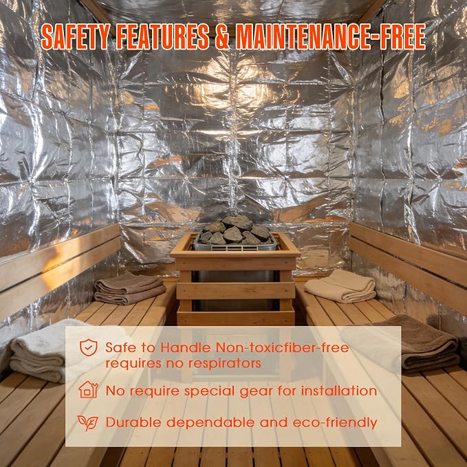 Sauna Foil Vapor Barrier, 4FT x 100FT 400 sqft Aluminum Insulation | Heavy-Duty Reflective Thermal Barrier Roll, Non-Perforated Aluminum Foil, Energy Saver for Sauna, Attic, Garage, Crawl Space