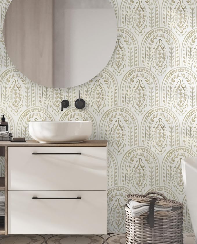 Peel and Stick Wallpaper Modern Wall Paper Boho Removable Wallpaper Peel and Stick Brown and White Self-Adhesive Contact Paper for Bathroom Bedroom Kitchen Wall Decor 17.3" x 394"