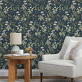 Simon&Siff Vintage Floral Peel and Stick Wallpaper 800" x 17.3" | Blue Botanical Contact Paper, Self Adhesive Removable Waterproof Wall Paper, Renter Friendly, Bedroom Cabinets DIY Decor
